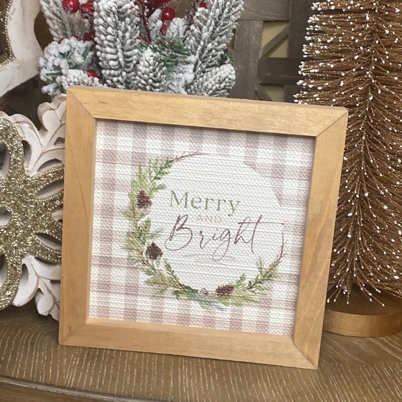 NEW! Farmhouse Holiday Farmhouse Gray & White Buffalo Check Christmas Sign - Picture 2 of 5